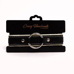 Ошейник с мягкой бежевой подкладкой &quot;Crazy Handmade&quot; кожа