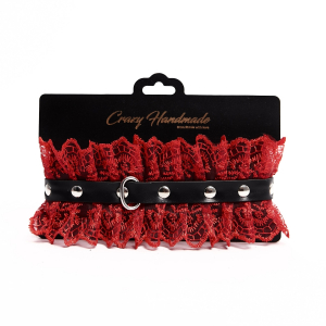 Ошейник &quot;Crazy Hadmade&quot; красное кружево