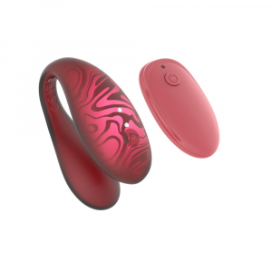 Вибратор для двоих на дистанционном управлении "Amovibe Twin +" + приложение, красный